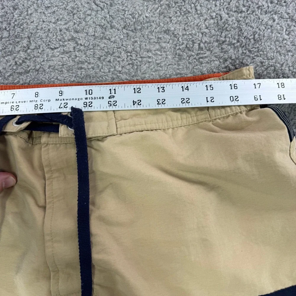 Y2K Tommy Hilfiger Vintage Mens XL Tan Navy‎ Colorblock Board Shorts Swim Trunks